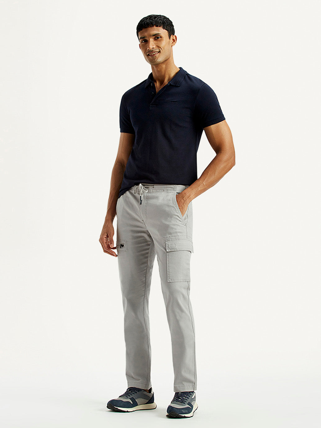 Men's 511 Grey Slim Fit Mid Rise Cargo Trousers - Styleshot View