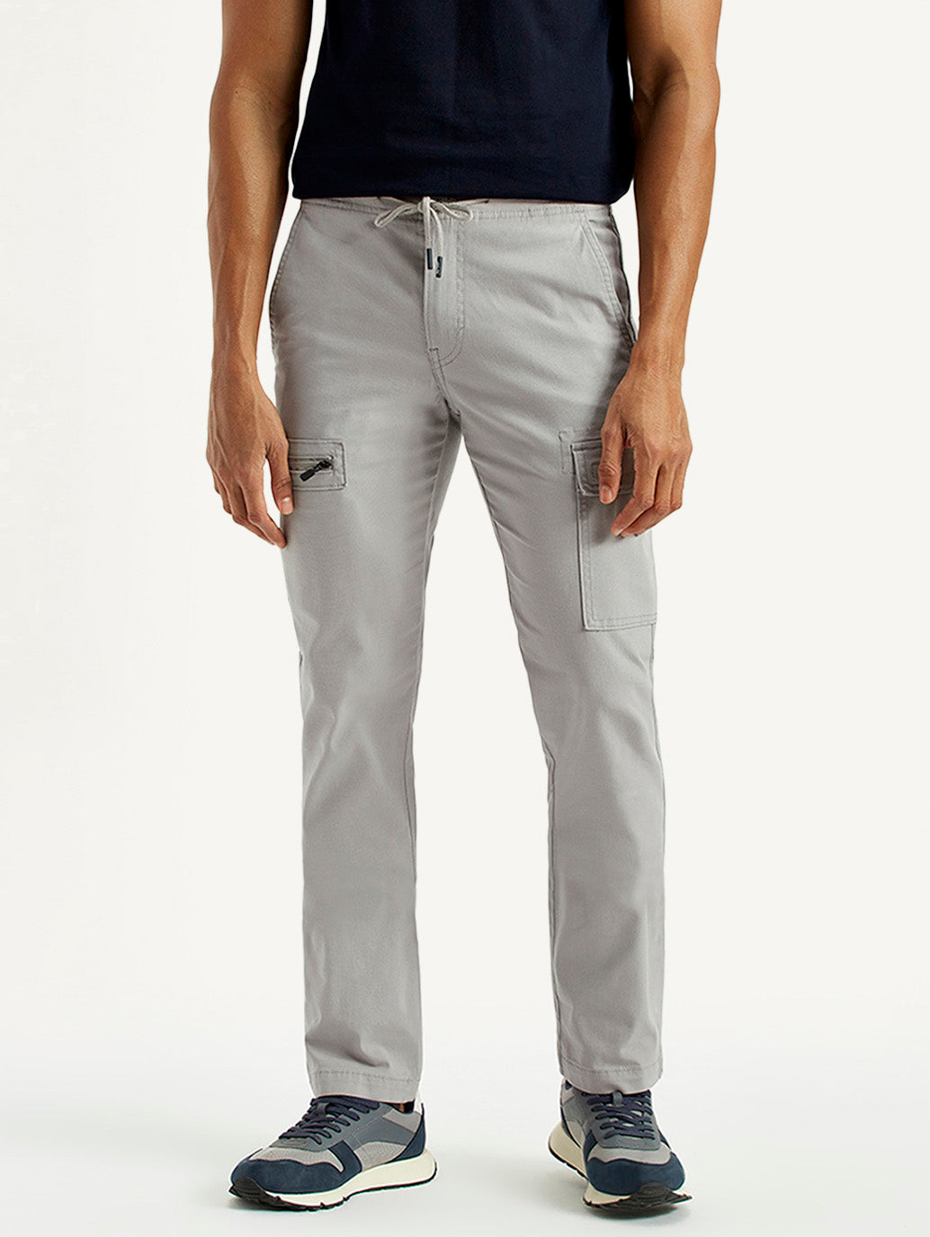 Men's 511 Grey Slim Fit Mid Rise Cargo Trousers - Front View
