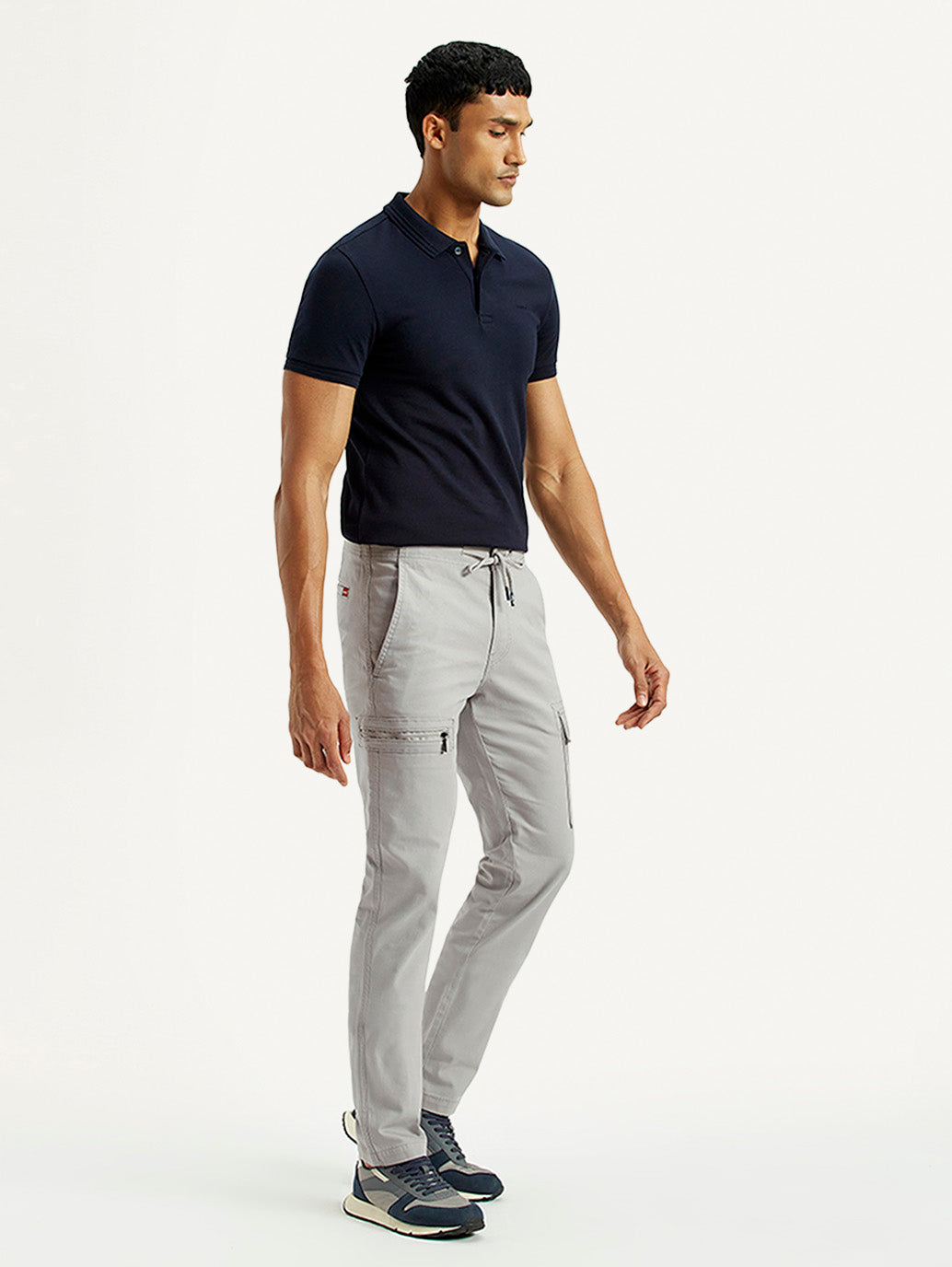 Men's 511 Grey Slim Fit Mid Rise Cargo Trousers - Side View