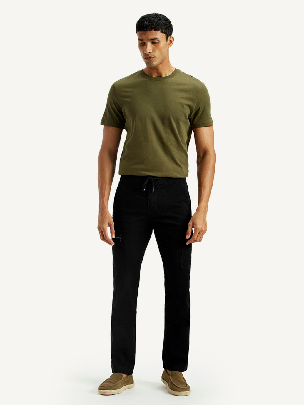 Men's 511 Black Slim Fit Mid Rise Cargo Trousers - Front View