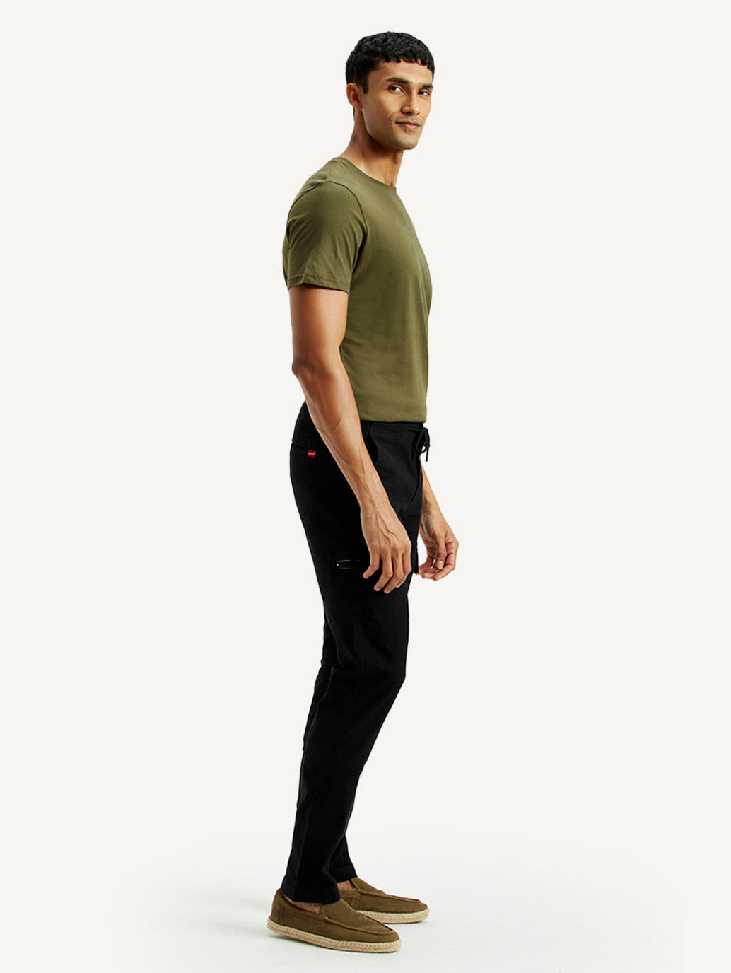 Men's 511 Black Slim Fit Mid Rise Cargo Trousers - Side View