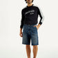 Men's Blue Solid Loose Fit Shorts - Front View