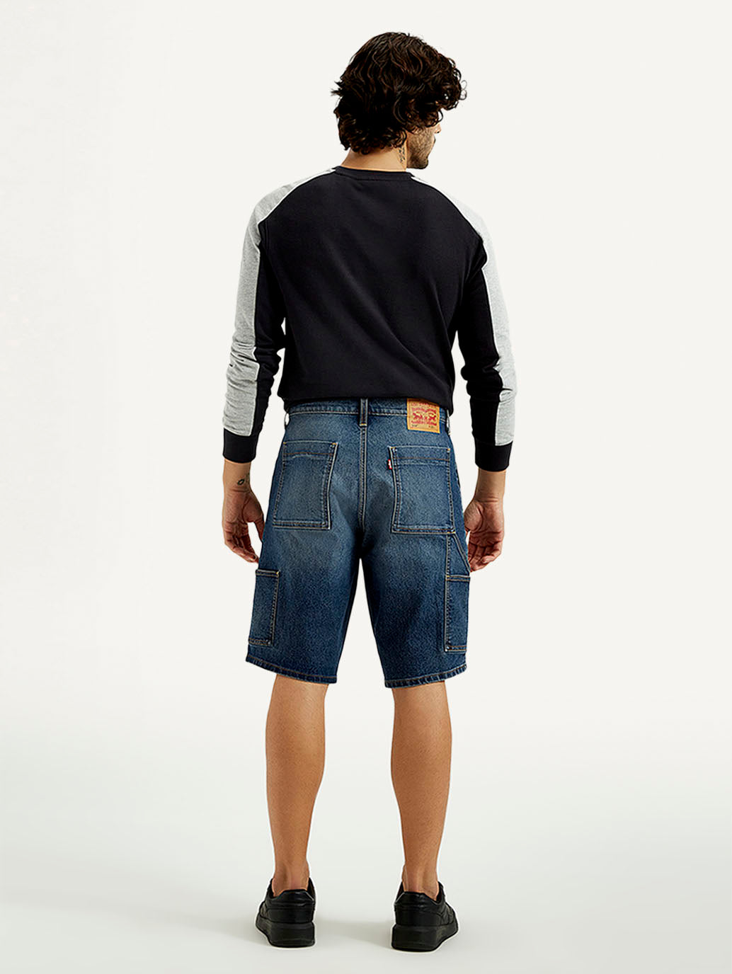 Men's Blue Solid Loose Fit Shorts - Back View