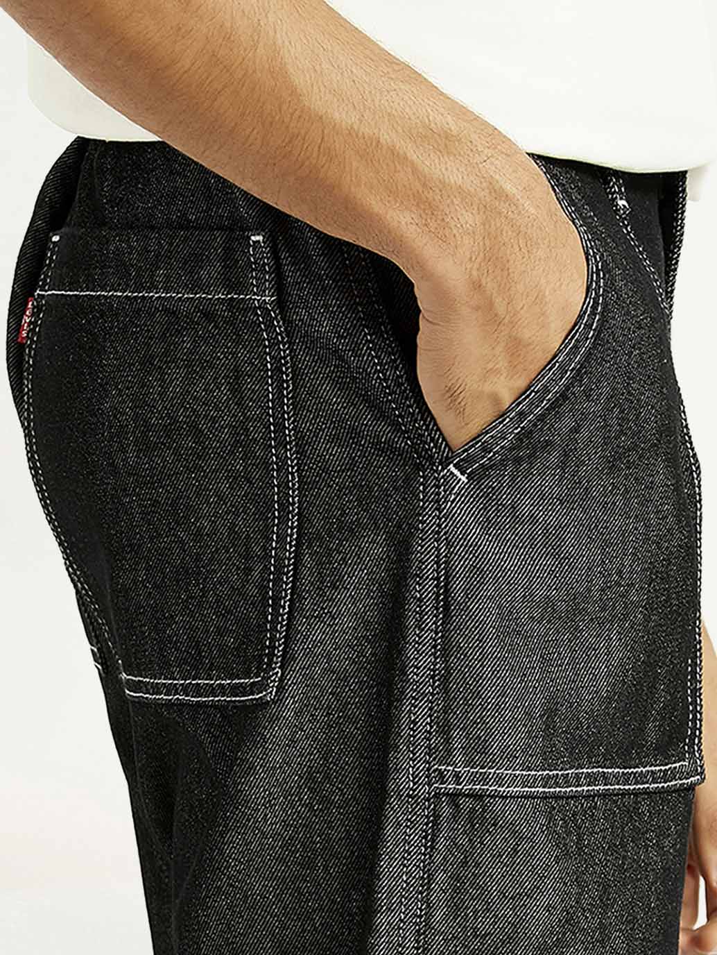 Men's 568 Black Loose Fit Mid Rise Jeans - Detail View