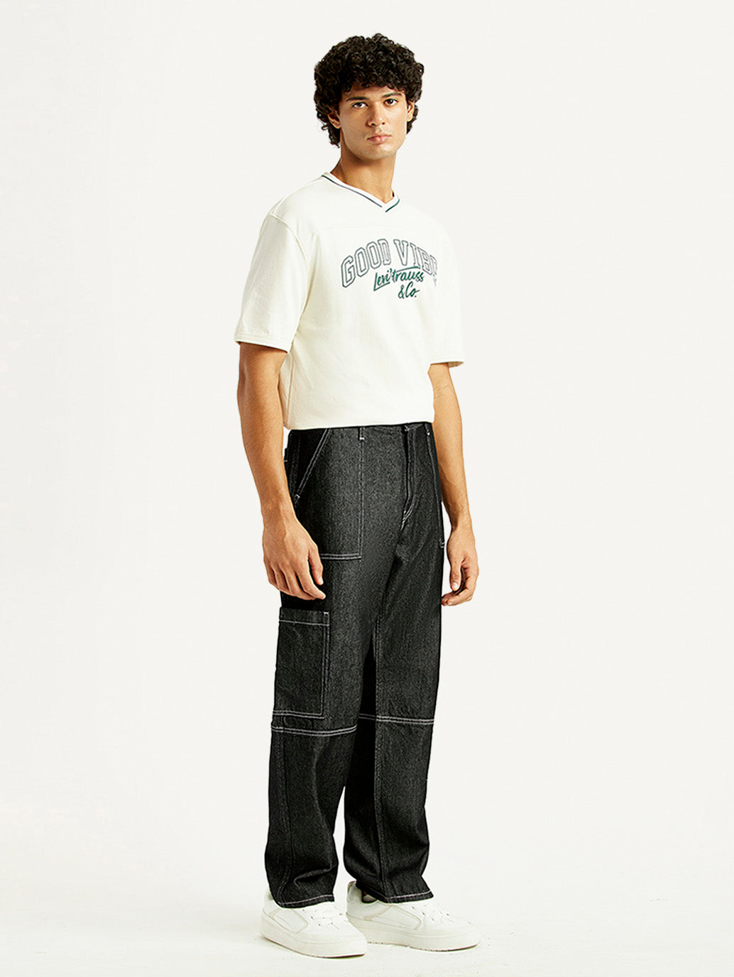 Men's 568 Black Loose Fit Mid Rise Jeans