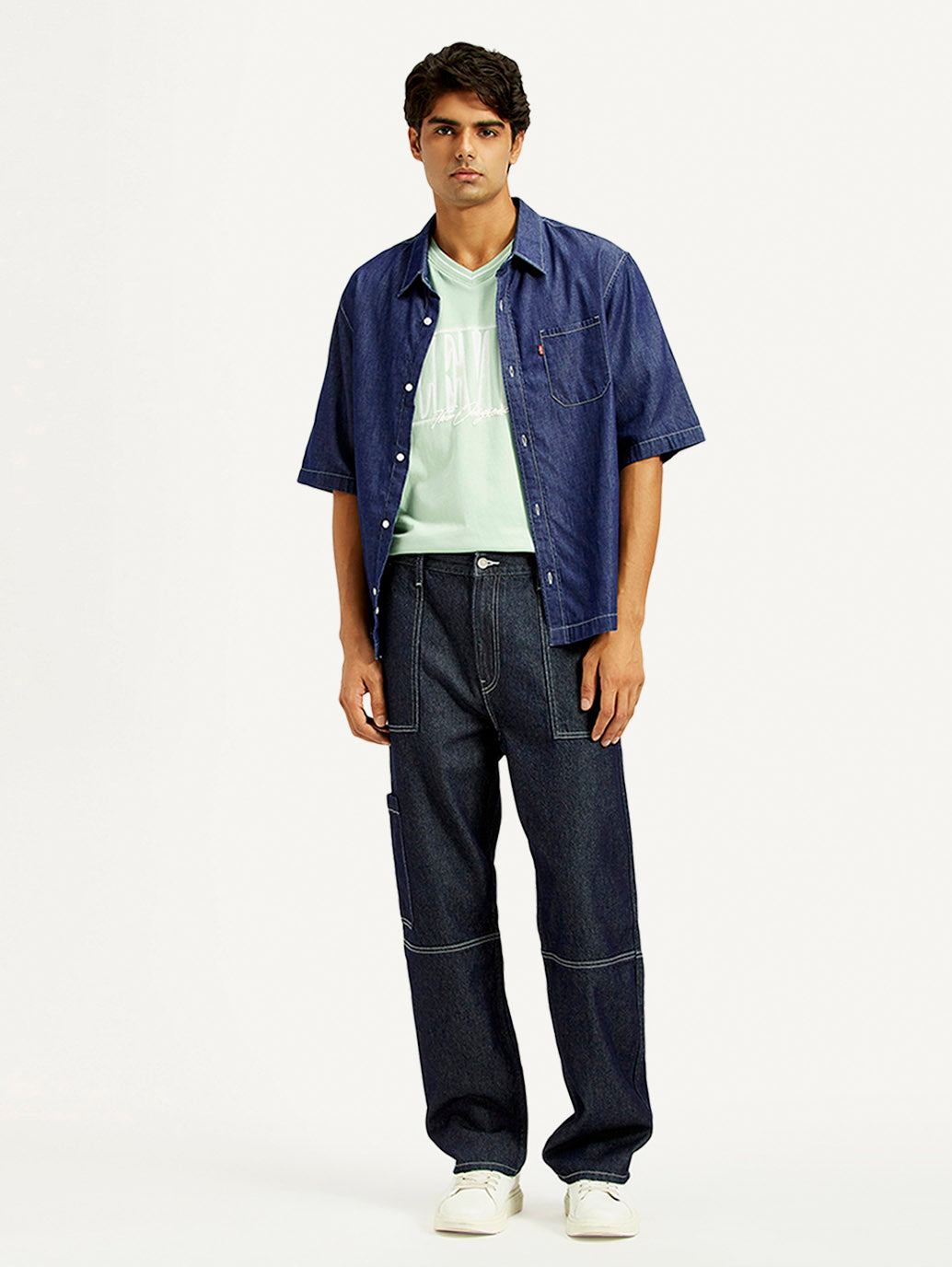 Men's 568 Dark Indigo Loose Fit Mid Rise Jeans - Styleshot View