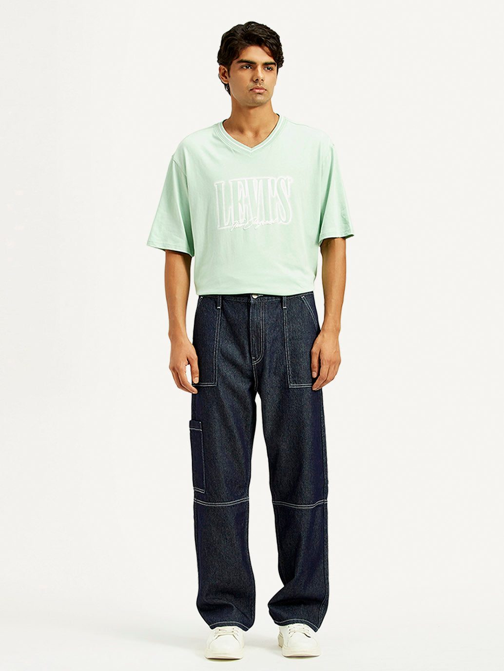 Men's 568 Dark Indigo Loose Fit Mid Rise Jeans - Front View