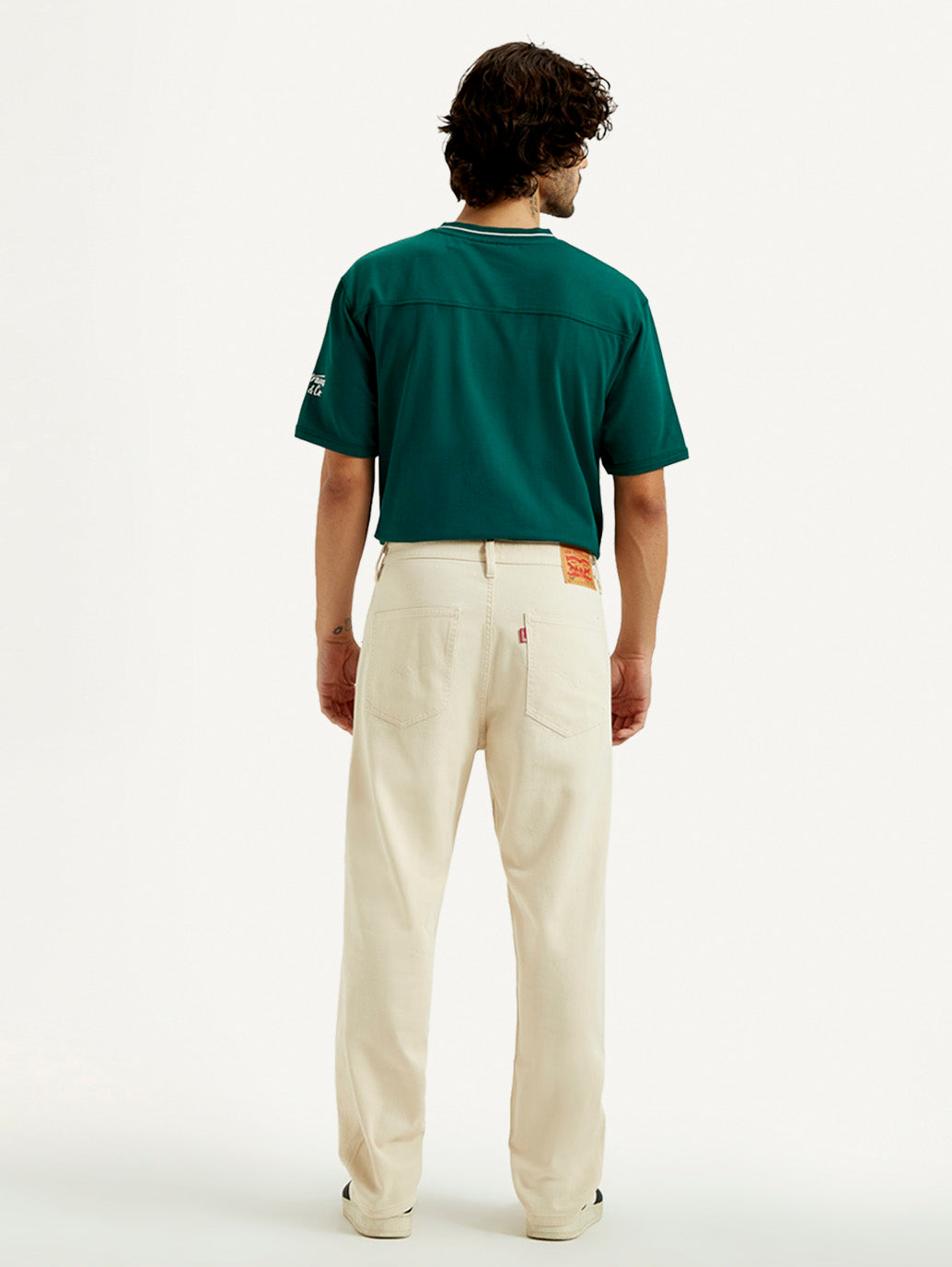 Men's 568 Beige Loose Fit Mid Rise Jeans - Back View