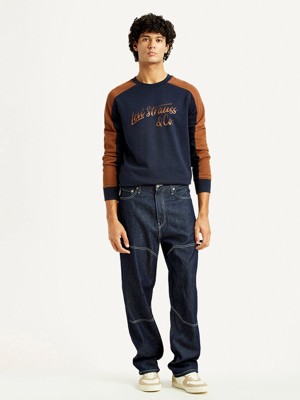 Men's 568 Dark Indigo Loose Fit Mid Rise Jeans - Front View