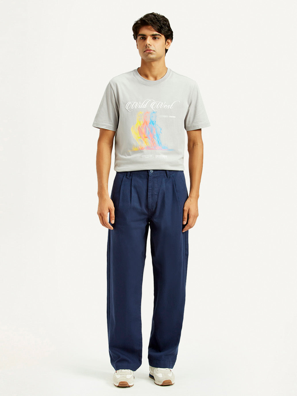 Men's Loose Fit Mid Rise Chinos - Front View