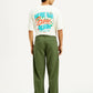 Men's Olive Green Loose Fit Mid Rise Chinos - Back View