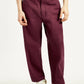 Men's Maroon Loose Fit Mid Rise Chinos - Front View