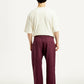 Men's Maroon Loose Fit Mid Rise Chinos - Back View