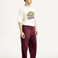 Men's Maroon Loose Fit Mid Rise Chinos - Side View
