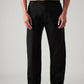 Men's Black Loose Fit Mid Rise Chinos - Front View