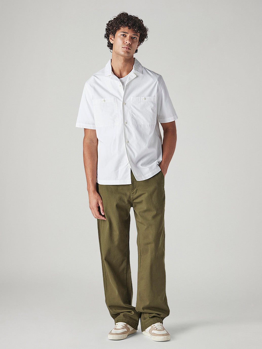 Men's Olive Loose Fit Mid Rise Chinos
