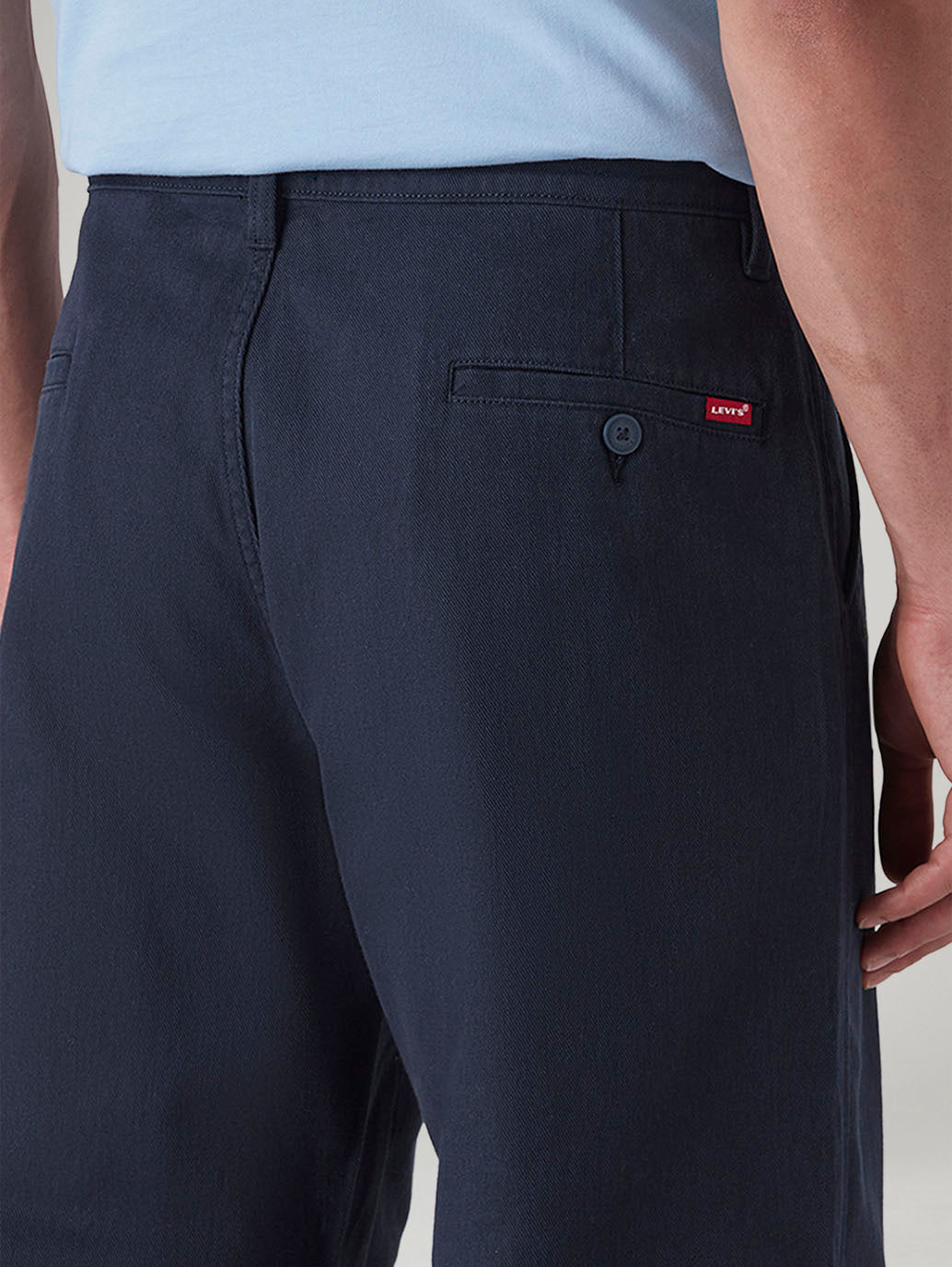 Men's Navy Loose Fit Mid Rise Chinos - 20 View