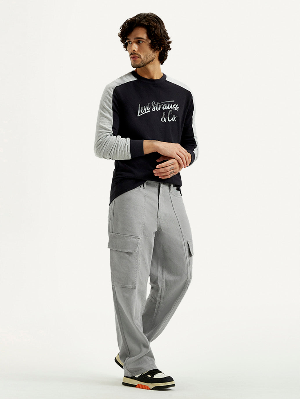 Men's 578 Grey Loose Fit Mid Rise Jeans - Styleshot View