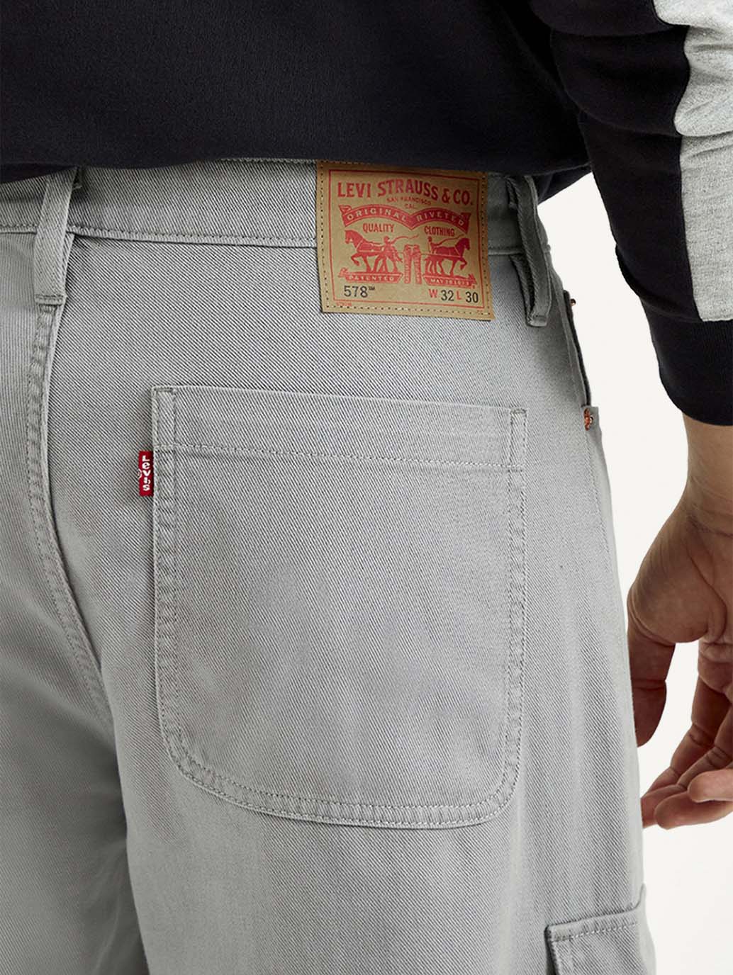 Men's 578 Grey Loose Fit Mid Rise Jeans - Detail View