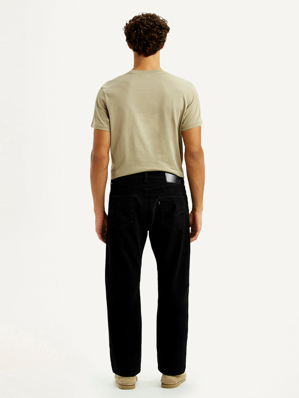 Men's Redloop 505 Black Straight Fit Mid Rise Jeans - Back View