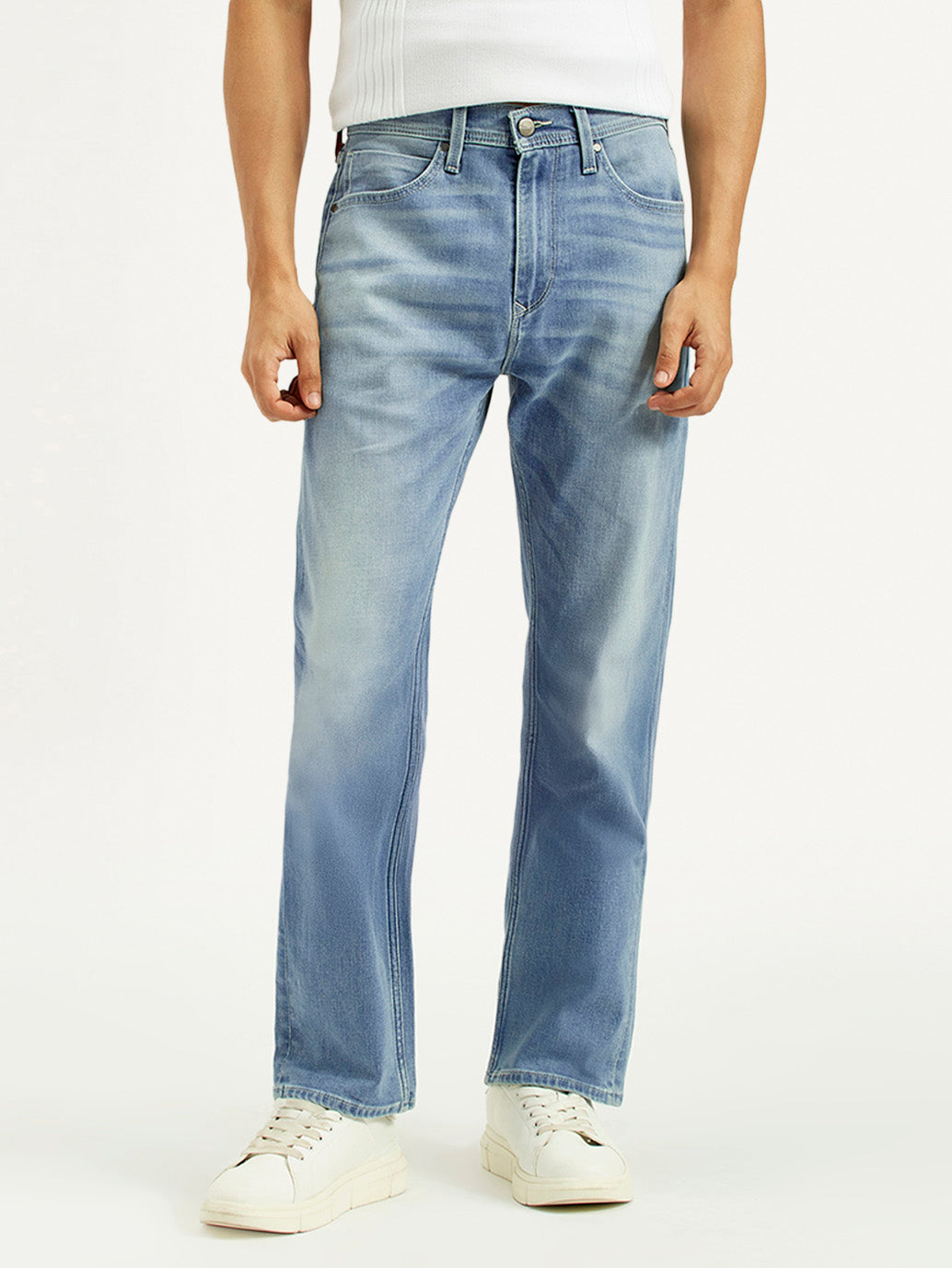 Men's Redloop 505 Light Indigo Straight Fit Mid Rise Jeans - Front View