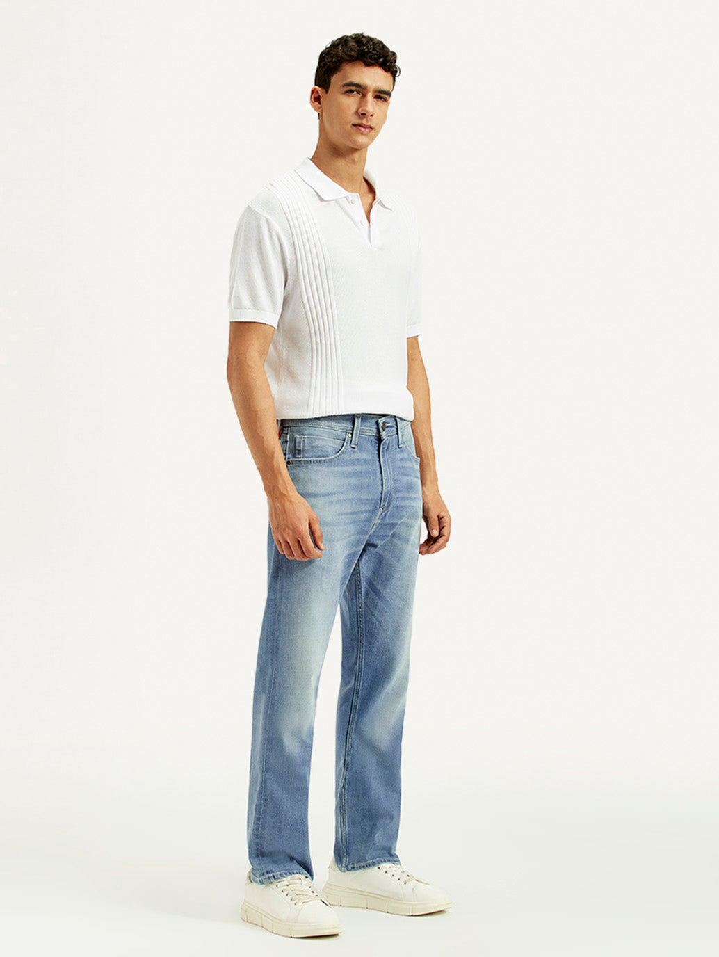 Men's Redloop 505 Light Indigo Straight Fit Mid Rise Jeans - Side View