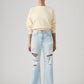 Women's Med Indigo Loose Bootcut Fit Mid Rise Jeans - Front View