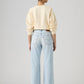 Women's Med Indigo Loose Bootcut Fit Mid Rise Jeans - Back View