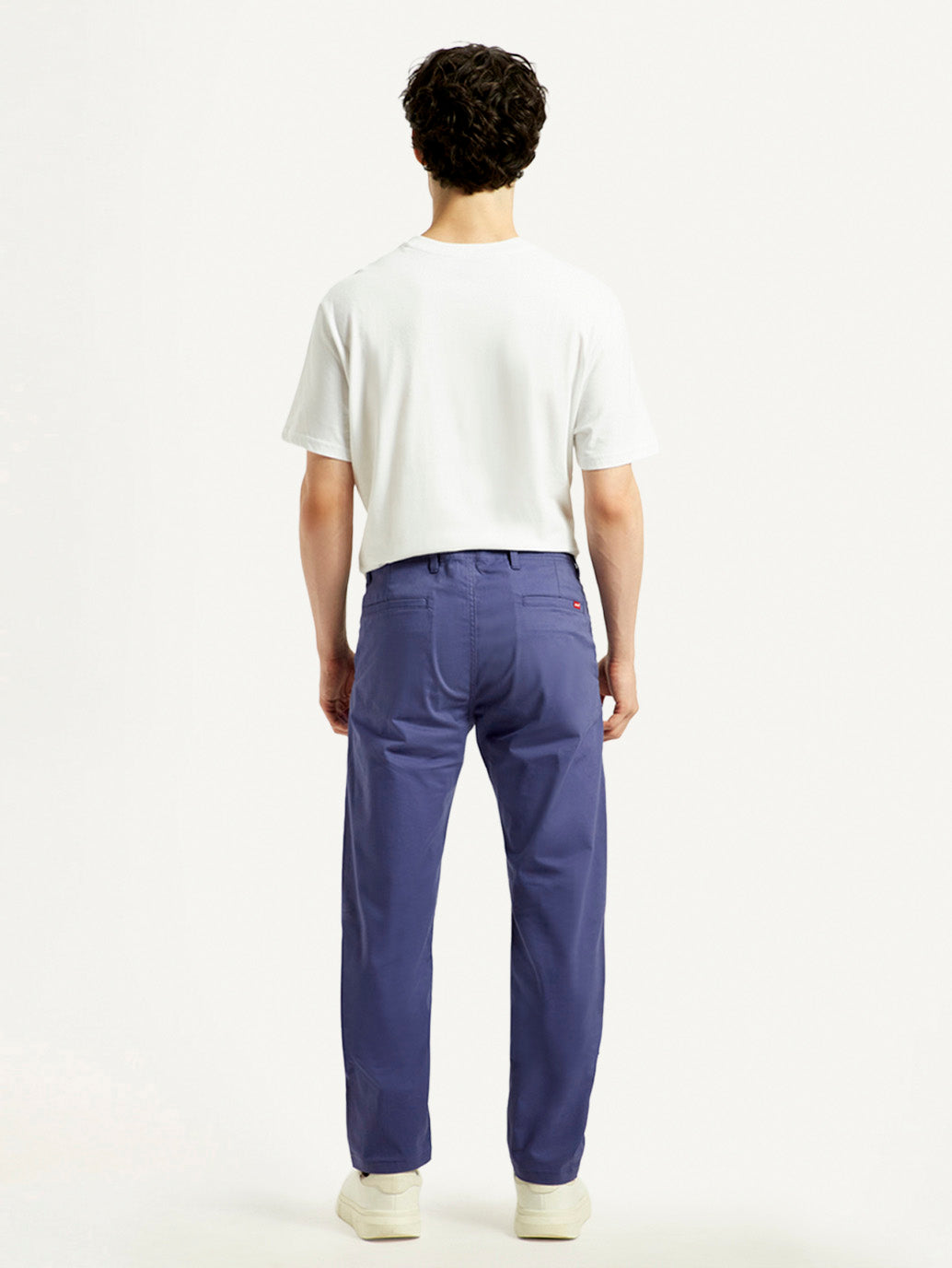 Men's Blue Tapered Fit Mid Rise Chinos - Back View
