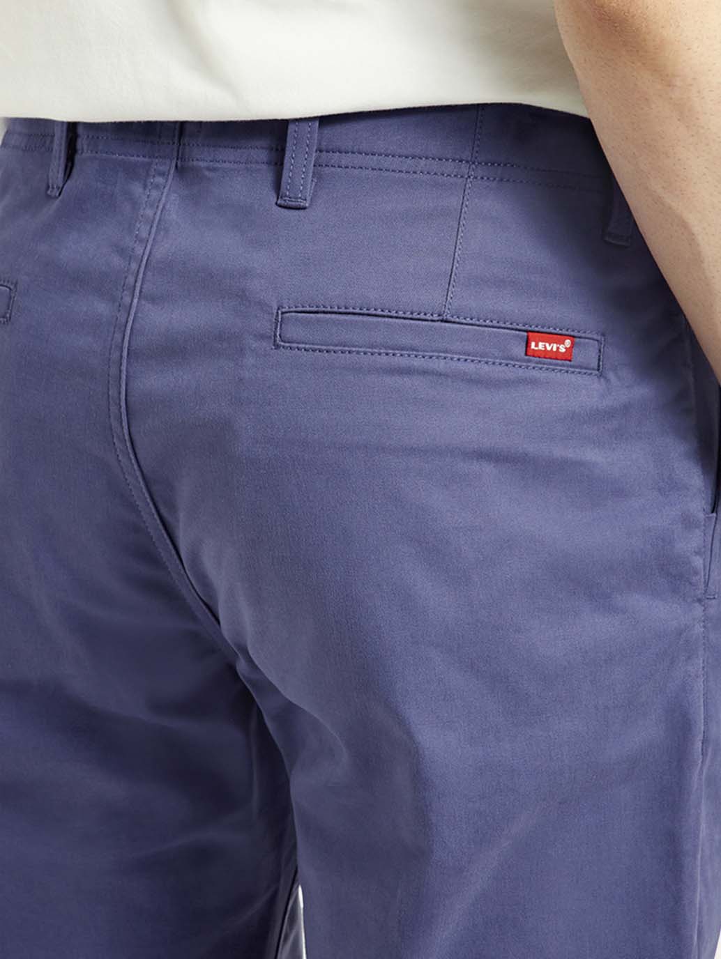 Men's Blue Tapered Fit Mid Rise Chinos - Detail View