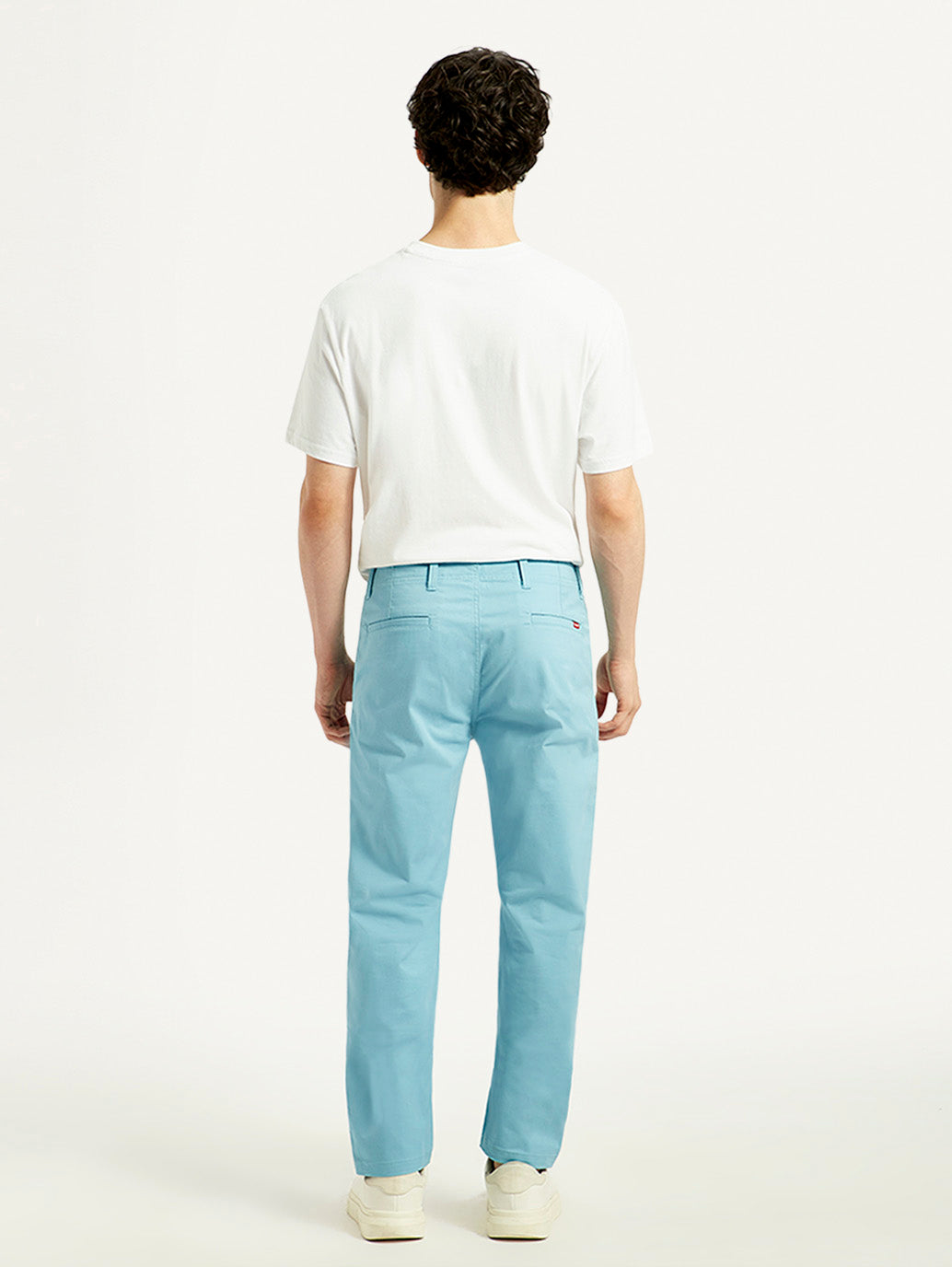 Men's Turquoise Tapered Fit Mid Rise Chinos - Back View