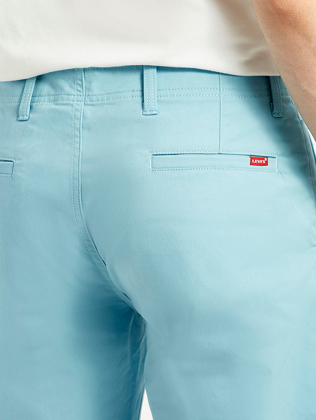 Men's Turquoise Tapered Fit Mid Rise Chinos - Detail View