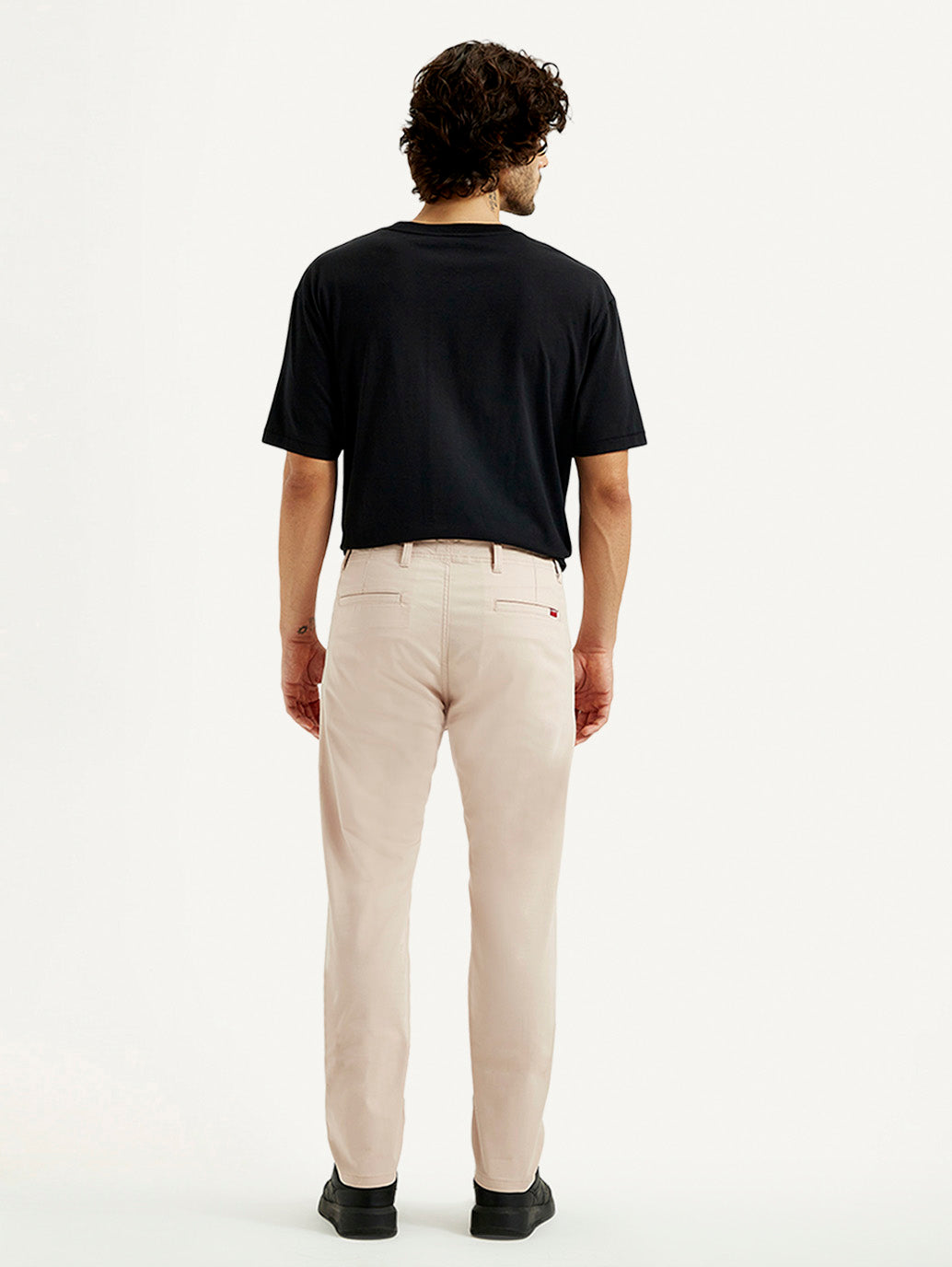 Men's Peach Tapered Fit Mid Rise Chinos - Back View
