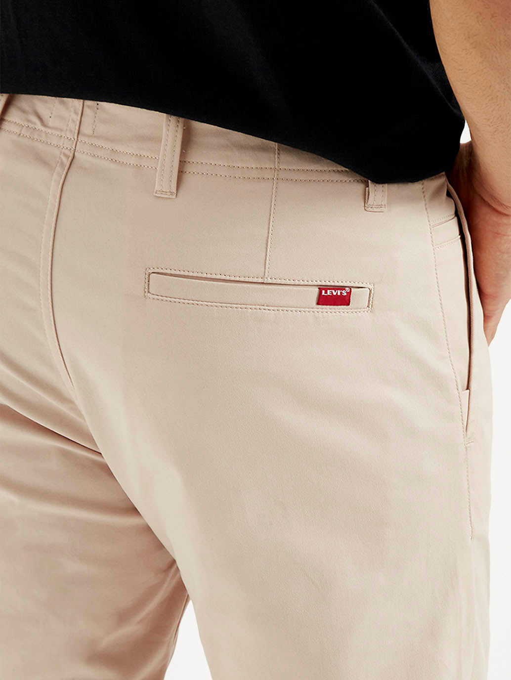Men's Peach Tapered Fit Mid Rise Chinos - Detail View