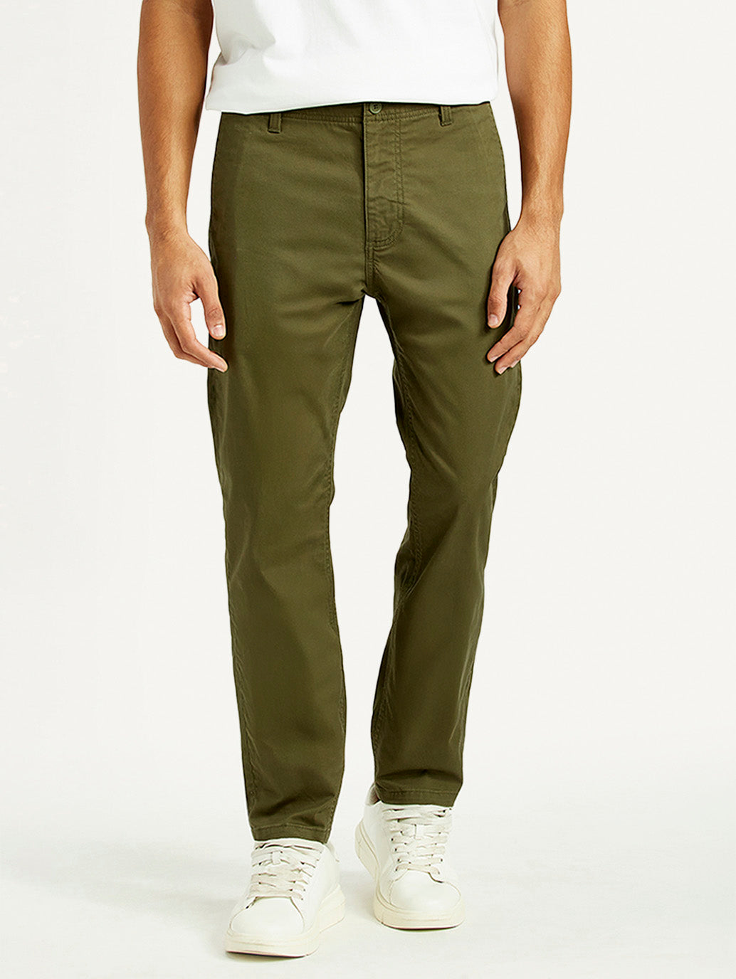 Men's 512 Olive Slim Tapered Fit Mid Rise Chinos - Front View