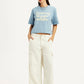 Women's Off White Loose Fit Mid Rise Cargos - Styleshot View
