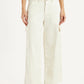 Women's Off White Loose Fit Mid Rise Cargos - Front View