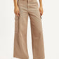 Women's Beige Regular Fit High Rise Cargo Trousers - Front View