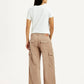 Women's Beige Regular Fit High Rise Cargo Trousers - Back View