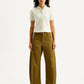 Women's Brown Loose Fit Mid Rise Trousers - Front View