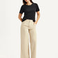 Women's Beige Wide Leg Fit High Rise Trousers - Styleshot View
