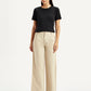 Women's Beige Wide Leg Fit High Rise Trousers - Front View