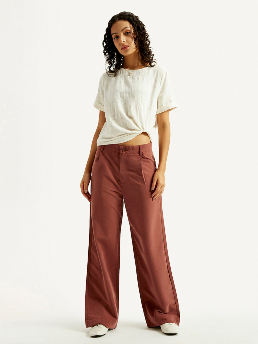 Women's Rust Flared Fit Mid Rise Trousers