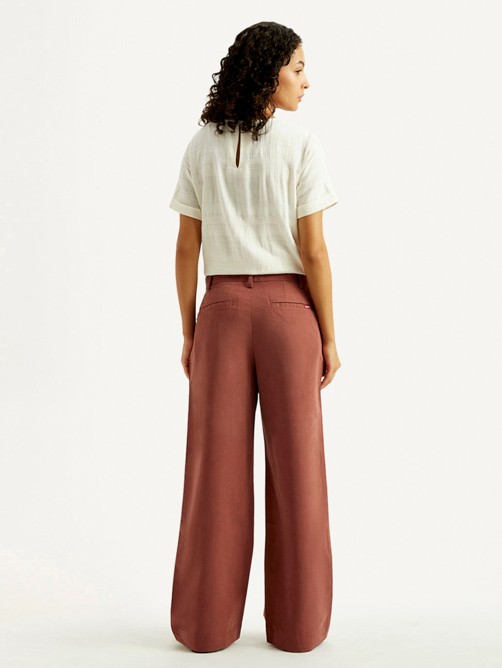Women's Rust Flared Fit Mid Rise Trousers - Back View