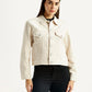 Women's Beige Slim Fit Trucker Jacket - Front View