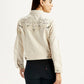 Women's Beige Slim Fit Trucker Jacket - Back View