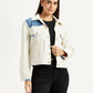 Women's Patchwork Off White Trucker Jacket - Styleshot View