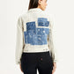 Women's Patchwork Off White Trucker Jacket - Back View