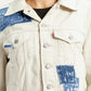 Women's Patchwork Off White Trucker Jacket - Detail View
