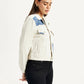 Women's Patchwork Off White Trucker Jacket - Side View